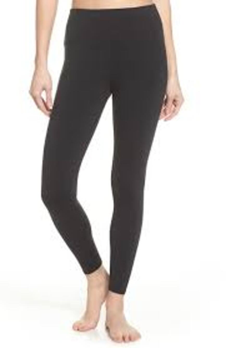Nordstrom Womens Hi-Rise Crop Go-To Leggings XS Black Stretch Wide Waistband NWT